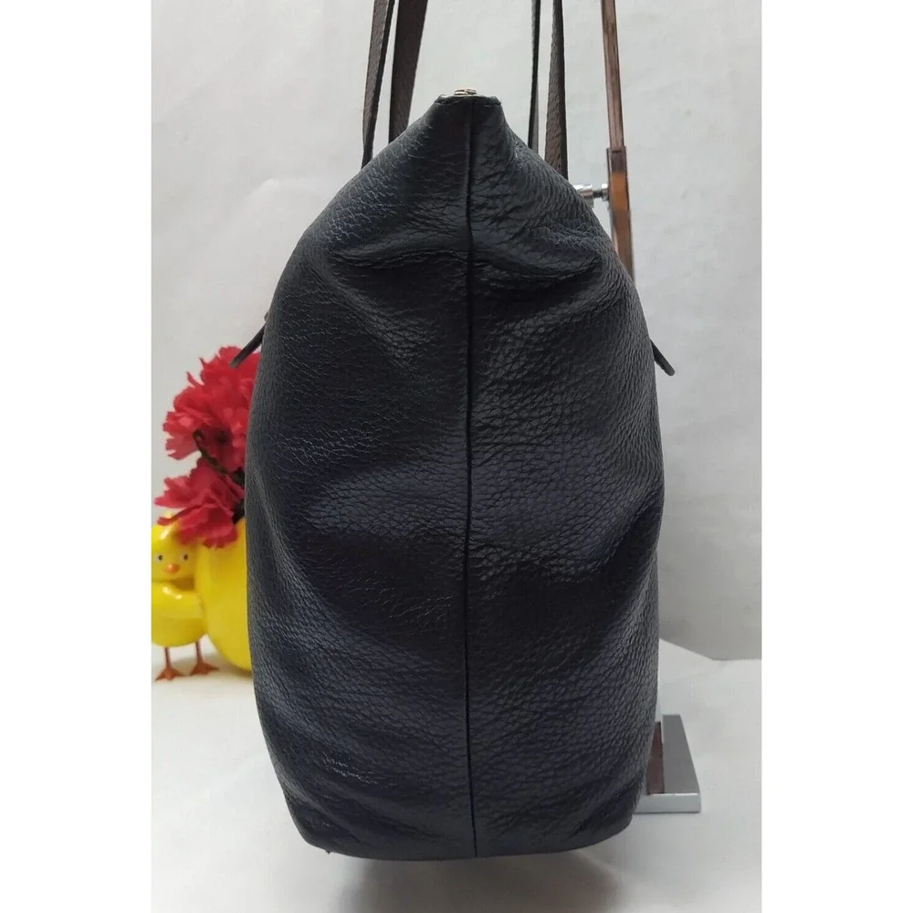 Fossil Colorblock Black Gray Pebbled Leather Double Handle Satchel Shoulder Bag